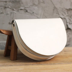 Cute White LEATHER Saddle SHOULDER Bag WOMEN Small Saddle Crossbody Purse FOR WOMEN