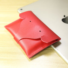 Cute Elephant Women Red Leather Coin Wallet Change Wallet Slim Elephant Coin Wallet For Women