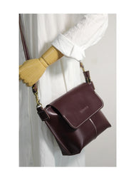 Cute Red LEATHER Side Bag Handmade WOMEN Black Crossbody BAG Phone Purse FOR WOMEN