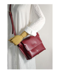 Cute Red LEATHER Side Bag Handmade WOMEN Black Crossbody BAG Phone Purse FOR WOMEN