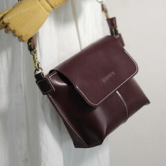 Cute Brown LEATHER Side Bag Handmade WOMEN Brown Crossbody BAG Phone Purse FOR WOMEN