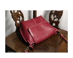Cute Red LEATHER Side Bag Handmade WOMEN Black Crossbody BAG Phone Purse FOR WOMEN