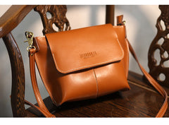 Cute Coffee LEATHER Side Bag Handmade WOMEN Coffee Crossbody BAG Phone Purse FOR WOMEN