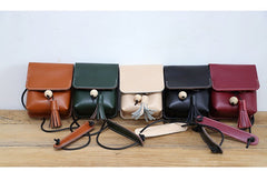 Cute Brown LEATHER Small Side Bag Handmade WOMEN Phone Crossbody BAG Purse FOR WOMEN