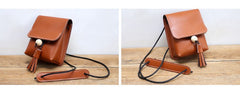 Cute Red LEATHER Small Side Bag Handmade WOMEN Phone Crossbody BAG Purse FOR WOMEN