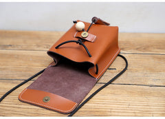 Cute Red LEATHER Small Side Bag Handmade WOMEN Phone Crossbody BAG Purse FOR WOMEN