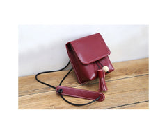 Cute Brown LEATHER Small Side Bag Handmade WOMEN Phone Crossbody BAG Purse FOR WOMEN