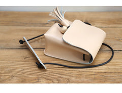 Cute White LEATHER Small Side Bag Handmade WOMEN Phone Crossbody BAG Purse FOR WOMEN