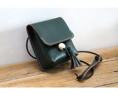 Cute Brown LEATHER Small Side Bag Handmade WOMEN Phone Crossbody BAG Purse FOR WOMEN