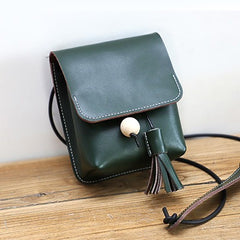 Cute Green LEATHER Small Side Bag Handmade WOMEN Phone Crossbody BAG Purse FOR WOMEN