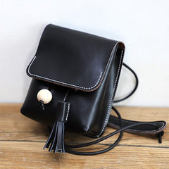 Cute Brown LEATHER Small Side Bag Handmade WOMEN Phone Crossbody BAG Purse FOR WOMEN