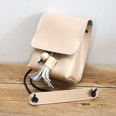 Cute Brown LEATHER Small Side Bag Handmade WOMEN Phone Crossbody BAG Purse FOR WOMEN