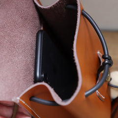 Cute Brown LEATHER Small Side Bag Handmade WOMEN Phone Crossbody BAG Purse FOR WOMEN