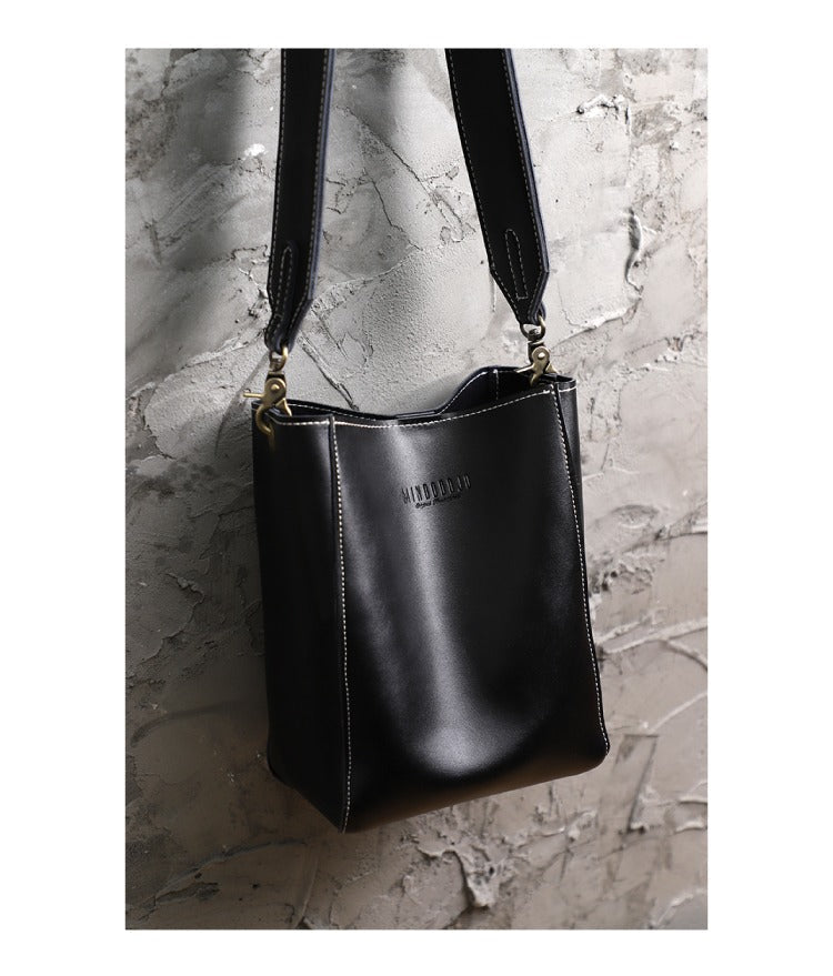 Cute Coffee LEATHER WOMEN Bucket SHOULDER BAG Barrel Crossbody Purses FOR WOMEN