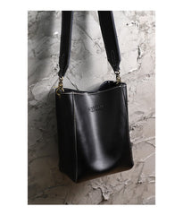 Cute Brown LEATHER WOMEN Bucket SHOULDER BAG Barrel Crossbody Purses FOR WOMEN