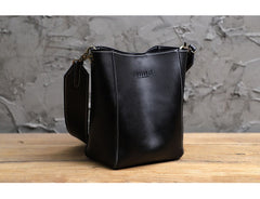 Cute Brown LEATHER WOMEN Bucket SHOULDER BAG Barrel Crossbody Purses FOR WOMEN