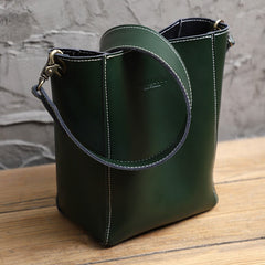 Cute Black LEATHER WOMEN Bucket SHOULDER BAG Barrel Crossbody Purses FOR WOMEN