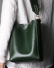 Cute Brown LEATHER WOMEN Bucket SHOULDER BAG Barrel Crossbody Purses FOR WOMEN