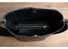 Cute Brown LEATHER WOMEN Bucket SHOULDER BAG Barrel Crossbody Purses FOR WOMEN