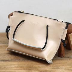 Cute LEATHER HandBag White Handmade WOMEN Small Side BAG Phone Purse FOR WOMEN