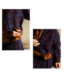 Cute LEATHER Mini Side Bag Brown Handmade WOMEN Crossbody BAG Phone Purse FOR WOMEN