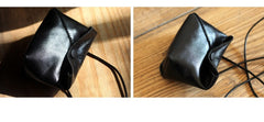 Cute LEATHER Mini Side Bag Black Handmade WOMEN Crossbody BAG Phone Purse FOR WOMEN