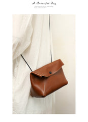 Cute LEATHER Mini Side Bag Brown Handmade WOMEN Crossbody BAG Phone Purse FOR WOMEN