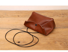 Cute LEATHER Mini Side Bag Brown Handmade WOMEN Crossbody BAG Phone Purse FOR WOMEN