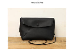 Cute LEATHER Mini Side Bag Black Handmade WOMEN Crossbody BAG Phone Purse FOR WOMEN