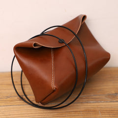 Cute LEATHER Mini Side Bag Brown Handmade WOMEN Crossbody BAG Phone Purse FOR WOMEN