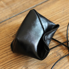 Cute LEATHER Mini Side Bag Black Handmade WOMEN Crossbody BAG Phone Purse FOR WOMEN