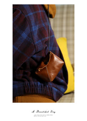 Cute LEATHER Mini Side Bag Brown Handmade WOMEN Crossbody BAG Phone Purse FOR WOMEN