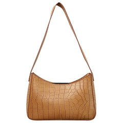 Cute LEATHER Side Bag Camel WOMEN SHOULDER BAG Crocodile Pattern Handbag Purse FOR WOMEN