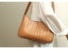 Cute LEATHER Side Bag Black WOMEN SHOULDER BAG Crocodile Pattern Handbag Purse FOR WOMEN