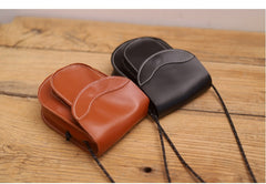 Cute LEATHER Saddle Side Bag WOMEN Brown SHOULDER BAG Small Crossbody Purse FOR WOMEN