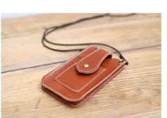 Cute Brown LEATHER Slim Side Bags Pouch Phone WOMEN SHOULDER BAG Phone Crossbody Pouch FOR WOMEN