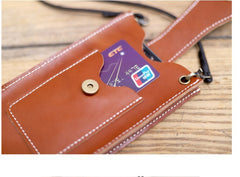 Cute Brown LEATHER Slim Side Bags Pouch Phone WOMEN SHOULDER BAG Phone Crossbody Pouch FOR WOMEN