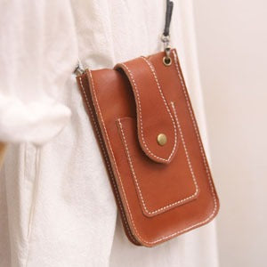 Cute LEATHER Slim Side Bag Pouch Phone - Card Slots Detail
