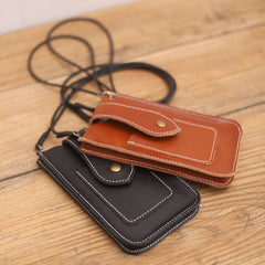 Cute Brown LEATHER Slim Side Bags Pouch Phone WOMEN SHOULDER BAG Phone Crossbody Pouch FOR WOMEN