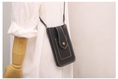 Cute Brown LEATHER Slim Side Bags Pouch Phone WOMEN SHOULDER BAG Phone Crossbody Pouch FOR WOMEN