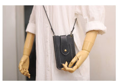 Cute Brown LEATHER Slim Side Bags Pouch Phone WOMEN SHOULDER BAG Phone Crossbody Pouch FOR WOMEN