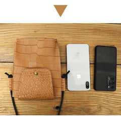 Cute LEATHER Small Side Bag Camel Crocodile Pattern WOMEN Crossbody BAG Purse FOR WOMEN