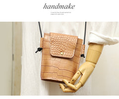 Cute LEATHER Small Side Bag Black Crocodile Pattern WOMEN Crossbody BAG Purse FOR WOMEN