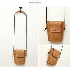 Cute LEATHER Small Side Bag Black Crocodile Pattern WOMEN Crossbody BAG Purse FOR WOMEN