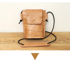 Cute LEATHER Small Side Bag Black Crocodile Pattern WOMEN Crossbody BAG Purse FOR WOMEN