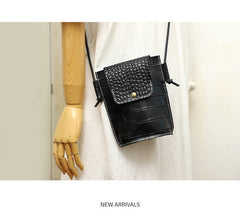 Cute LEATHER Small Side Bag Camel Crocodile Pattern WOMEN Crossbody BAG Purse FOR WOMEN