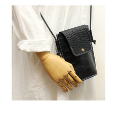 Cute LEATHER Small Side Bag Black Crocodile Pattern WOMEN Crossbody BAG Purse FOR WOMEN