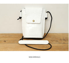 Cute LEATHER Small Side Bag Black Crocodile Pattern WOMEN Crossbody BAG Purse FOR WOMEN