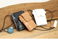 Cute LEATHER Small Side Bag Black Crocodile Pattern WOMEN Crossbody BAG Purse FOR WOMEN