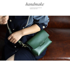 Cute LEATHER Small Side Bag Green WOMEN SHOULDER BAG Small Handmade Crossbody Purse FOR WOMEN